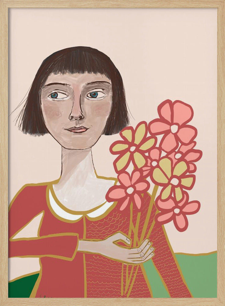 Frau mit Blumen | Poster