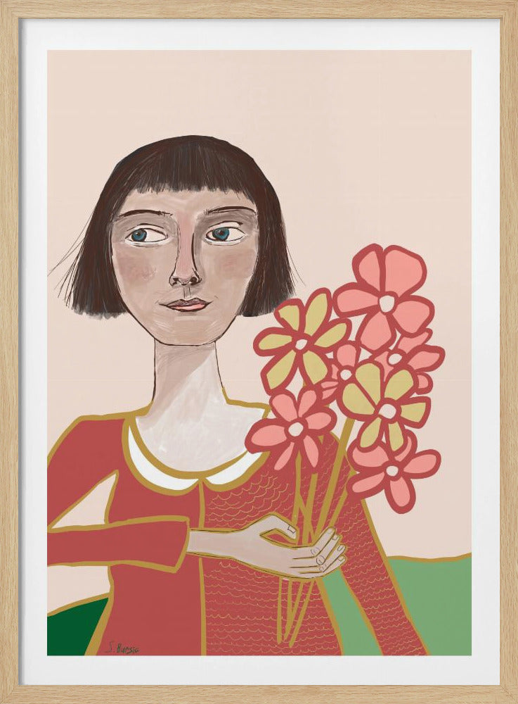 Frau mit Blumen | Poster