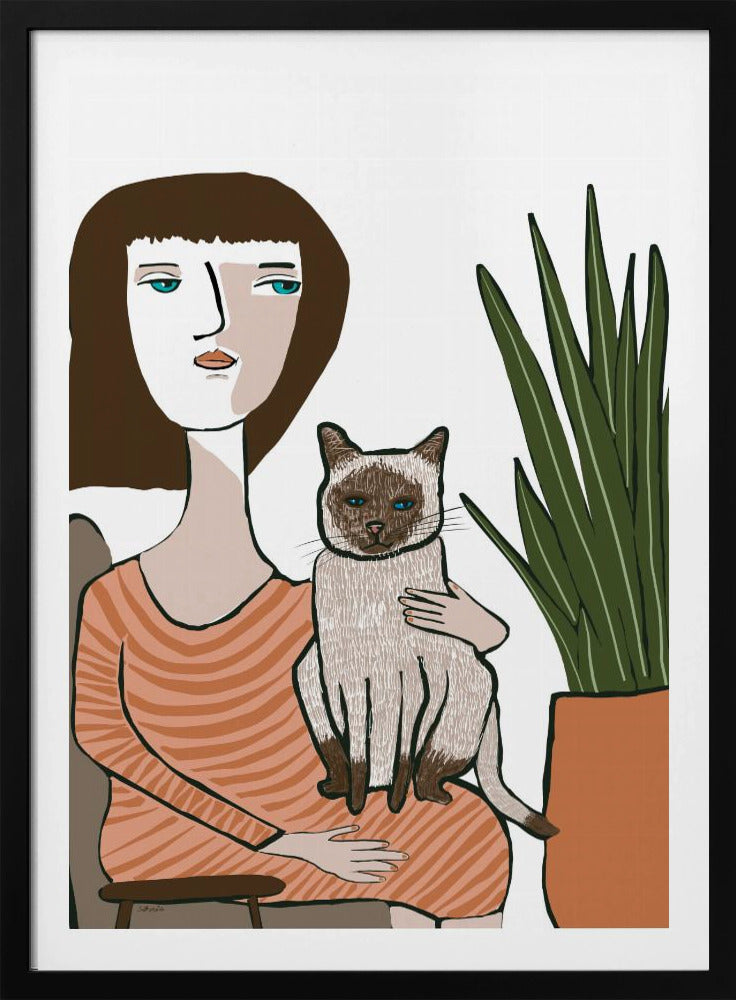 Mädchen mit Siamkatze | Poster