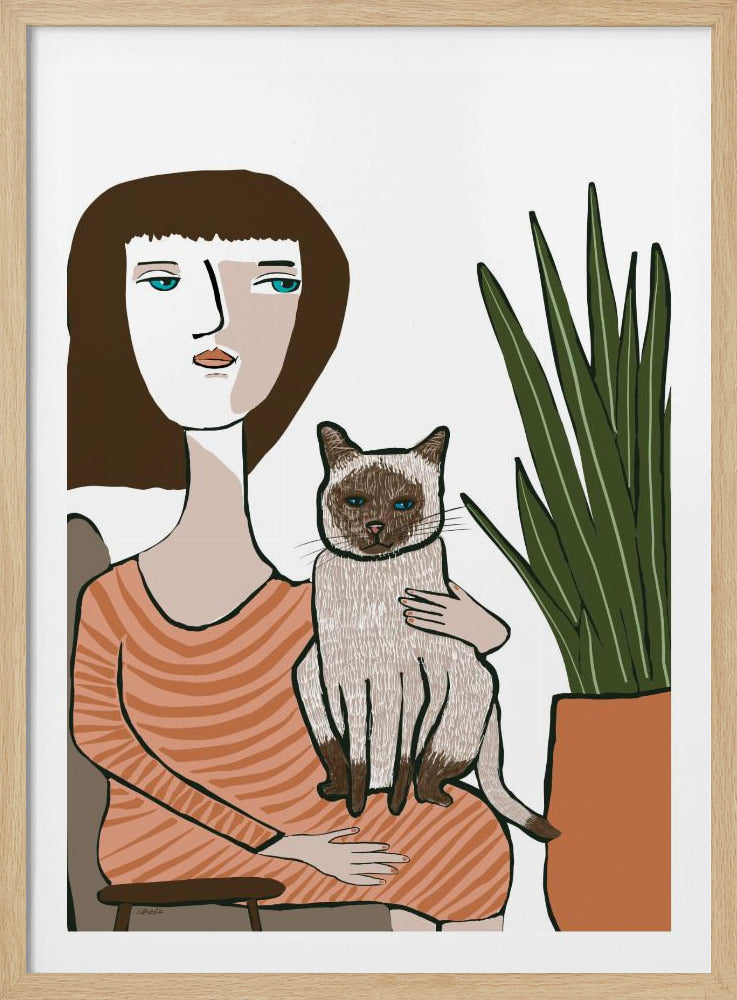 Mädchen mit Siamkatze | Poster