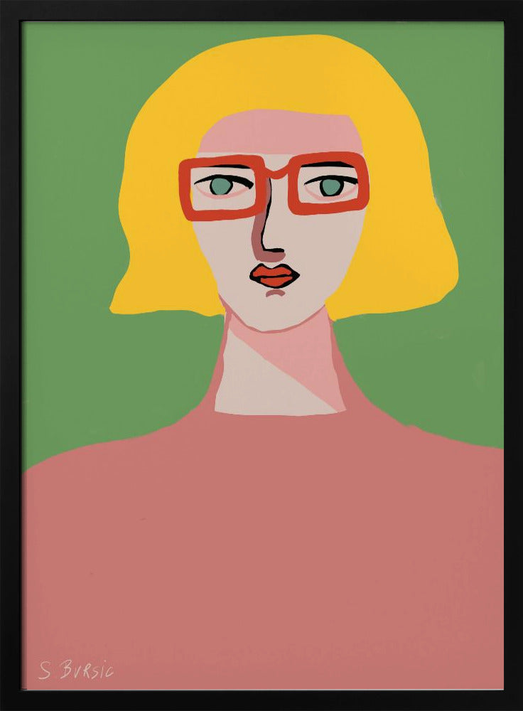 Dame mit goldenem Haar und roter Brille | Poster