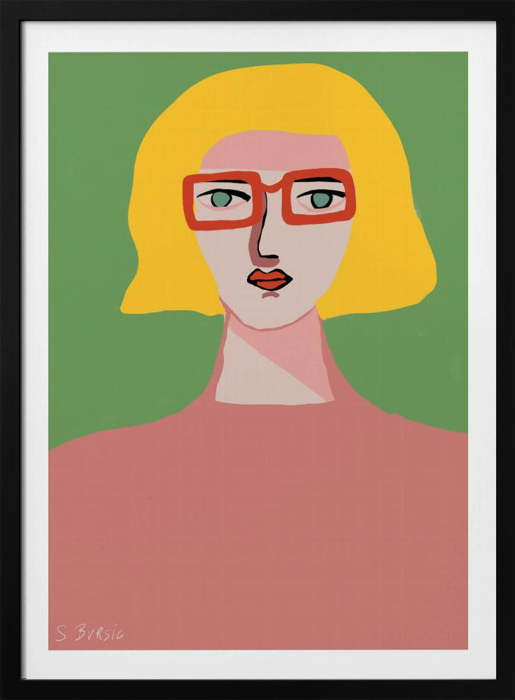 Dame mit goldenem Haar und roter Brille | Poster