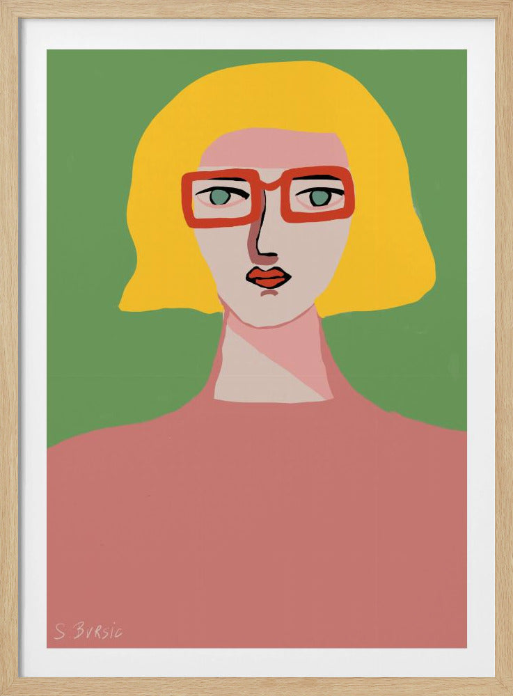 Dame mit goldenem Haar und roter Brille | Poster