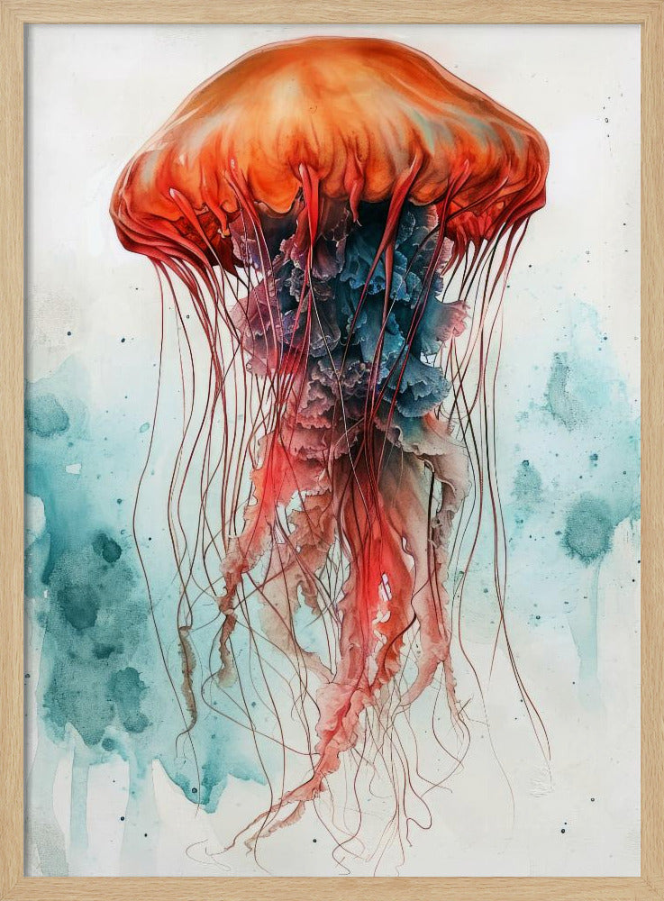 Tier Aquarell Kunst Medusa Meeresleben | Poster