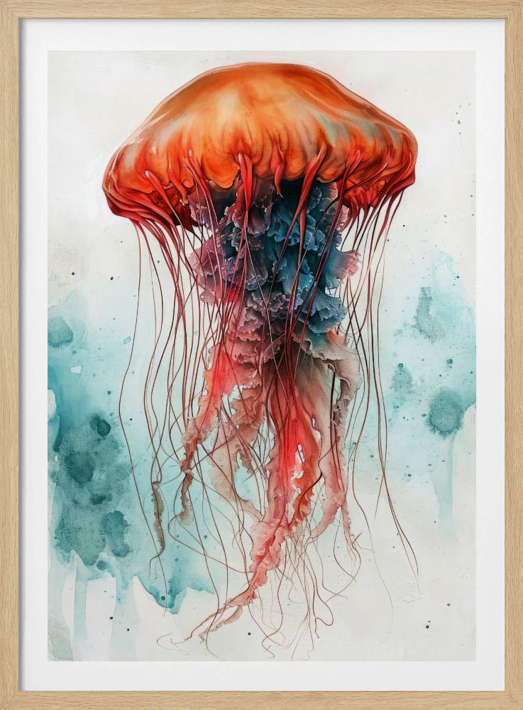 Tier Aquarell Kunst Medusa Meeresleben | Poster