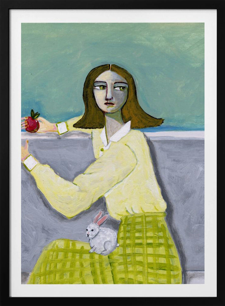 Sitzende Dame mit Kaninchen | Poster