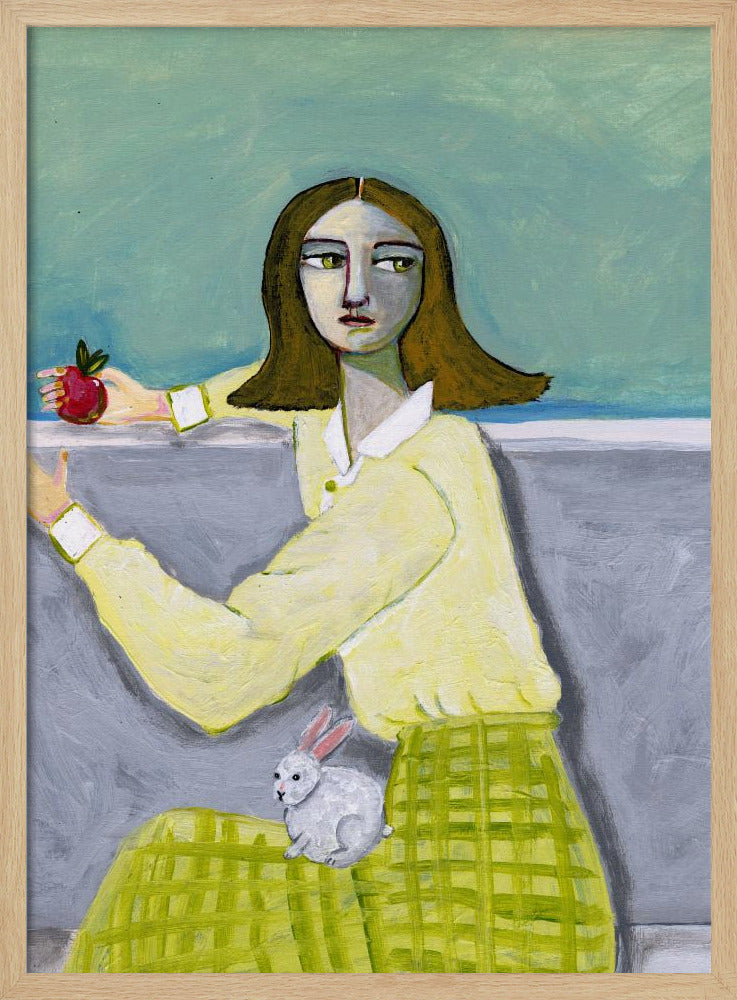 Sitzende Dame mit Kaninchen | Poster