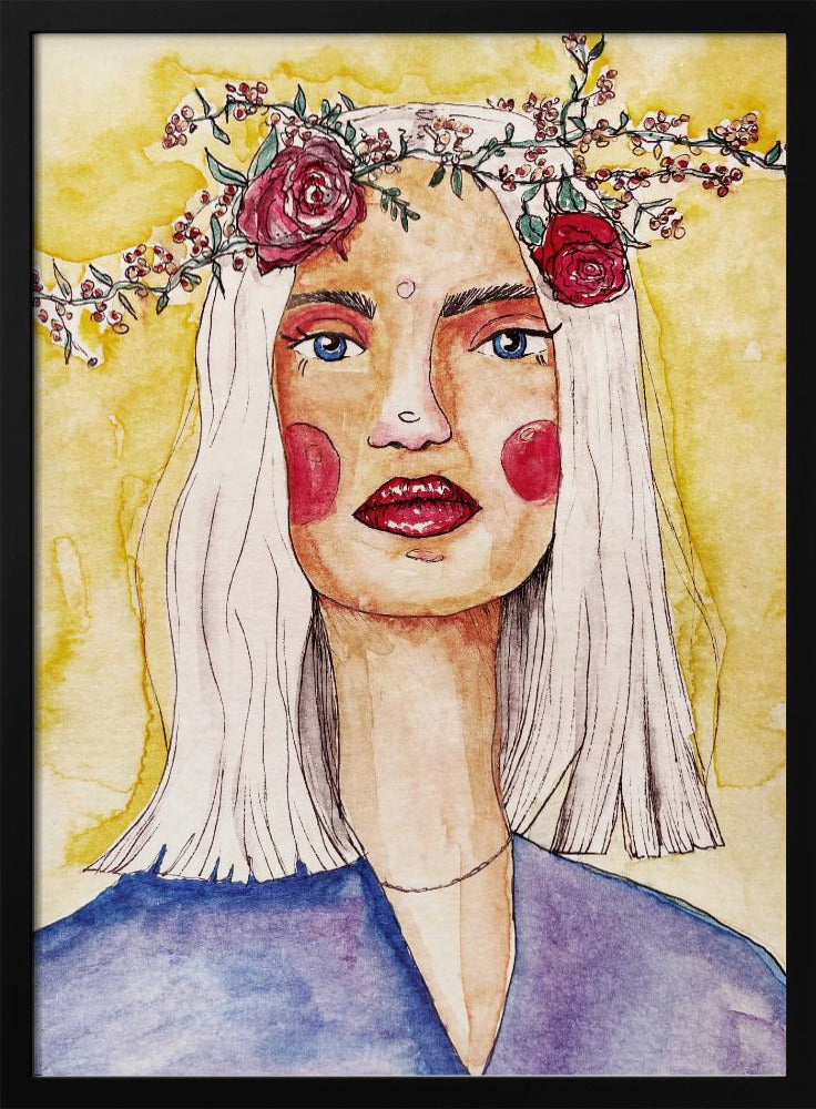 Dame mit Blumenkranz | Poster