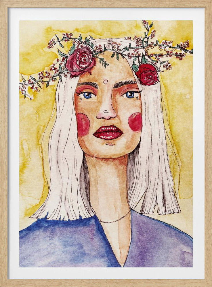 Dame mit Blumenkranz | Poster