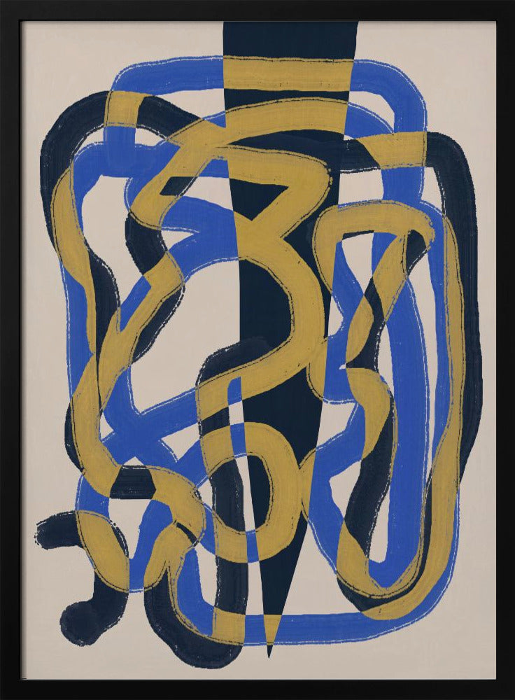 Abstraktes Liniendeko blau und gelb | Poster