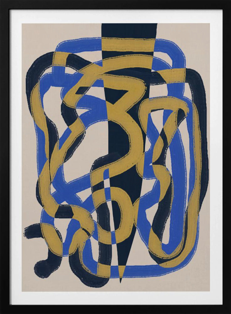 Abstraktes Liniendeko blau und gelb | Poster