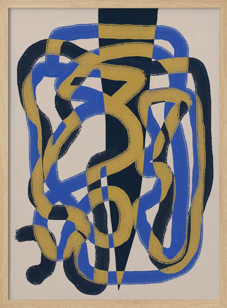 Abstraktes Liniendeko blau und gelb | Poster
