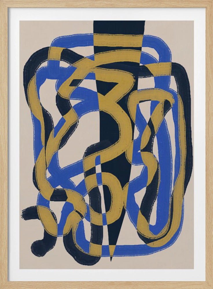 Abstraktes Liniendeko blau und gelb | Poster