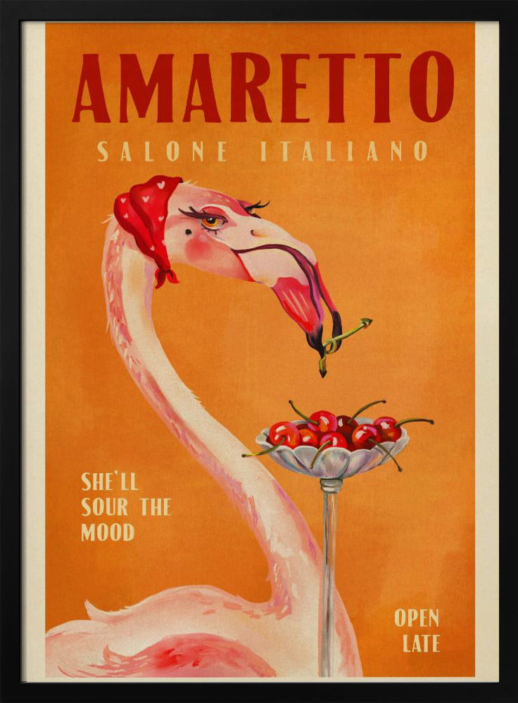 Amaretto Flamingo Art Deco Italienisches Café Reisekunst | Poster