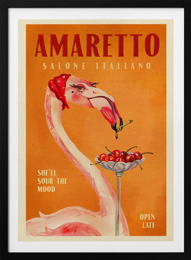 Amaretto Flamingo Art Deco Italienisches Café Reisekunst | Poster