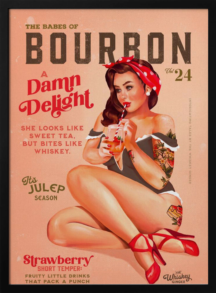 Bourbon Babes Vol 22 Vintage Pinup Girl trinkt einen Cocktail | Poster
