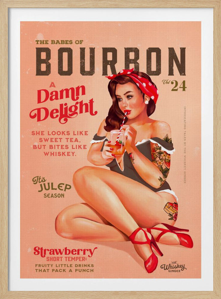 Bourbon Babes Vol 22 Vintage Pinup Girl trinkt einen Cocktail | Poster