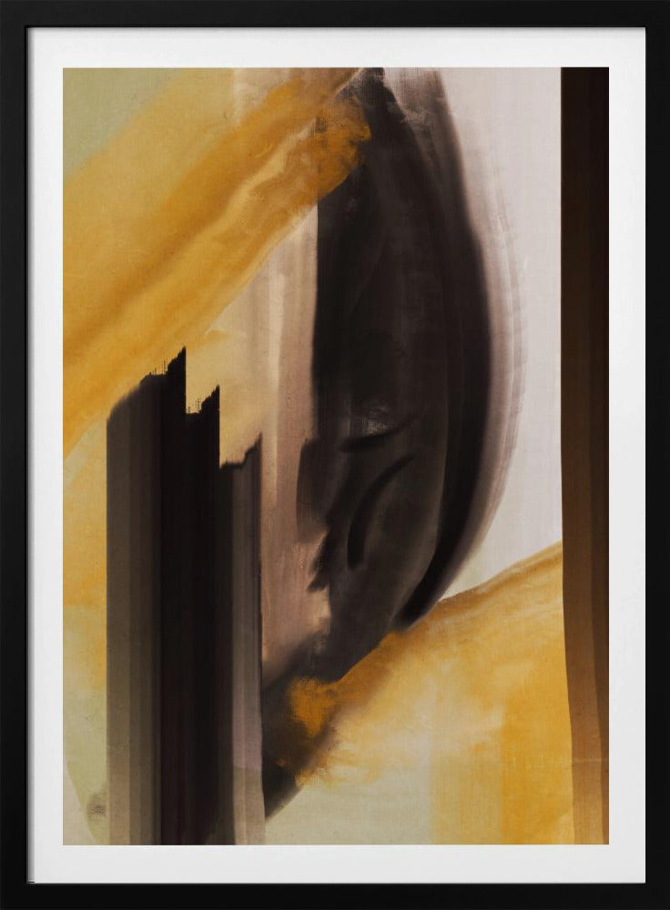 Dynamische Pinselstriche in erdigen Schwarztönen | Poster