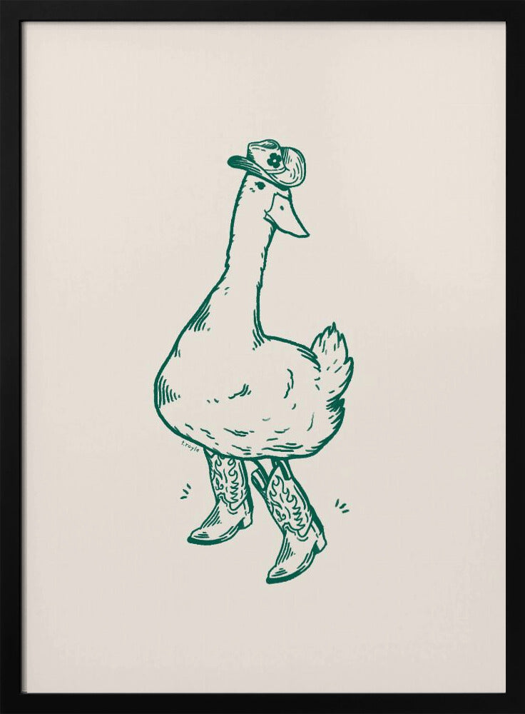 Ente in Westernstiefeln in Grün | Poster