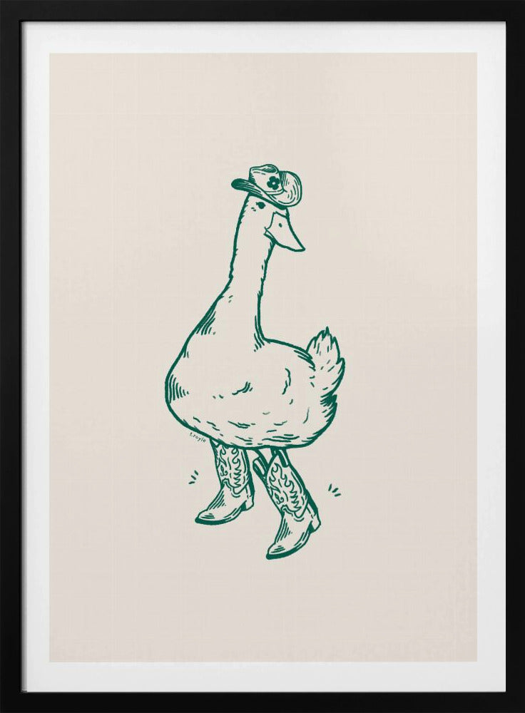 Ente in Westernstiefeln in Grün | Poster