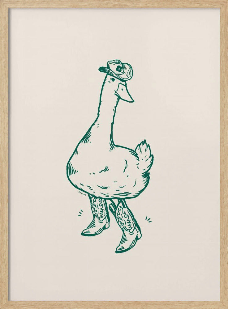 Ente in Westernstiefeln in Grün | Poster