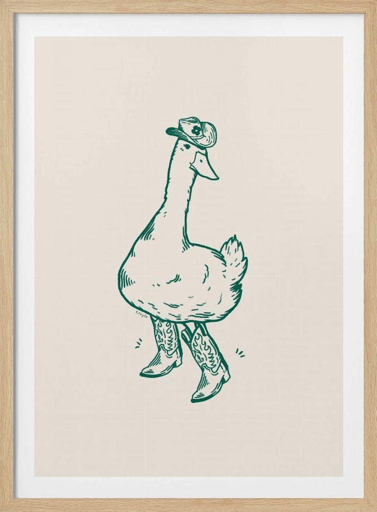 Ente in Westernstiefeln in Grün | Poster