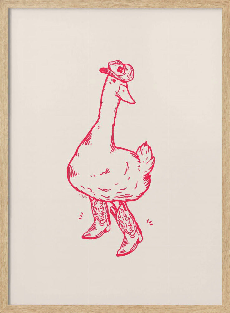 Ente in Westernstiefeln in Pink | Poster