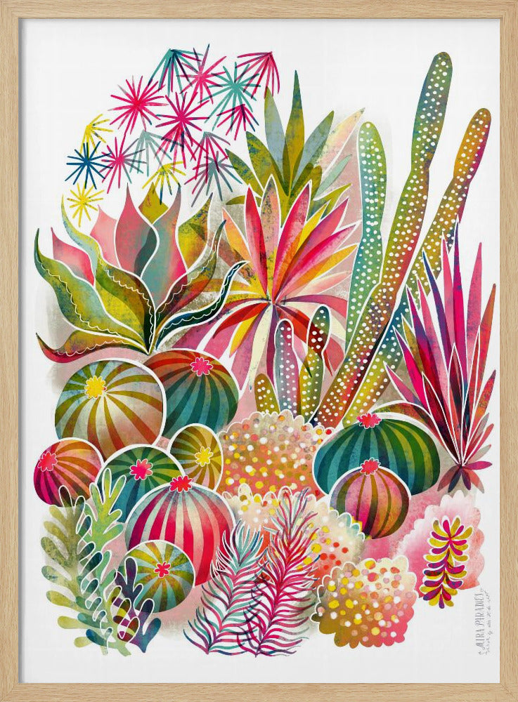 Blühender Sukkulenten- und Kakteengarten | Poster