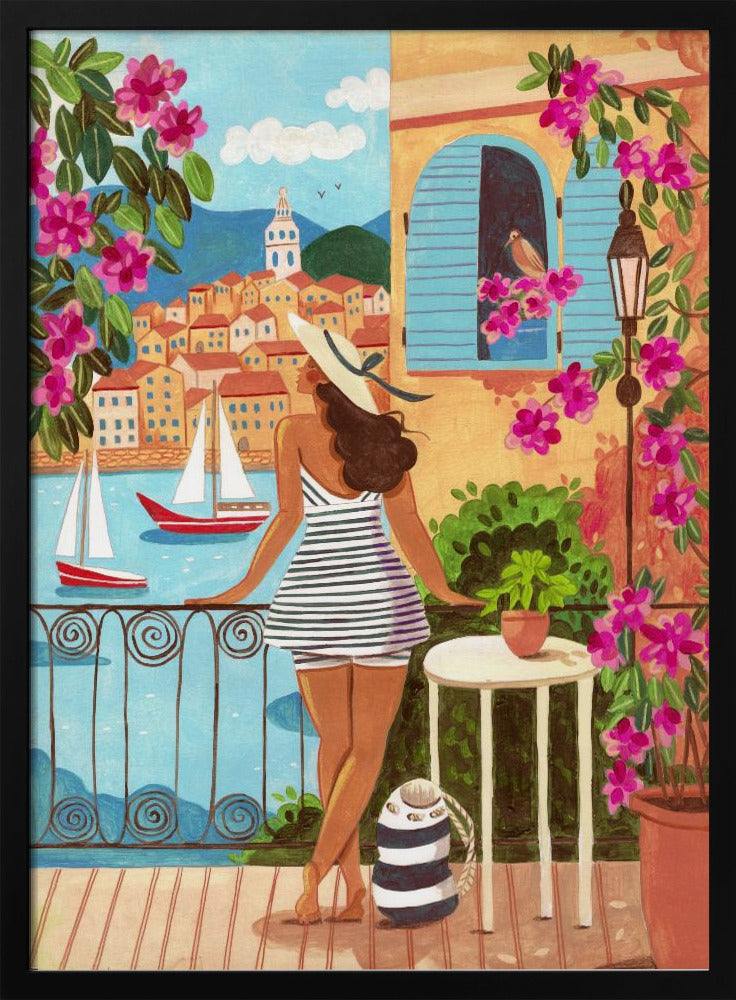 Reiseplakat Frau in Saint-Tropez, Frankreich | Poster
