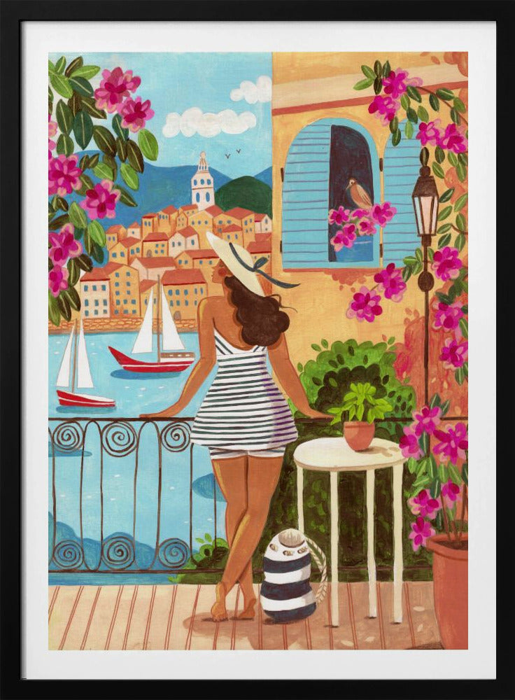 Reiseplakat Frau in Saint-Tropez, Frankreich | Poster