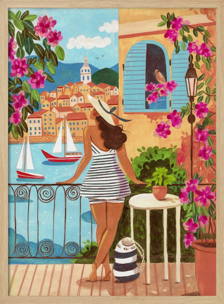 Reiseplakat Frau in Saint-Tropez, Frankreich | Poster