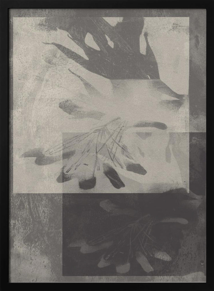 Whispering Leaves – Abstraktes Muster in Taupe und Weiß | Poster