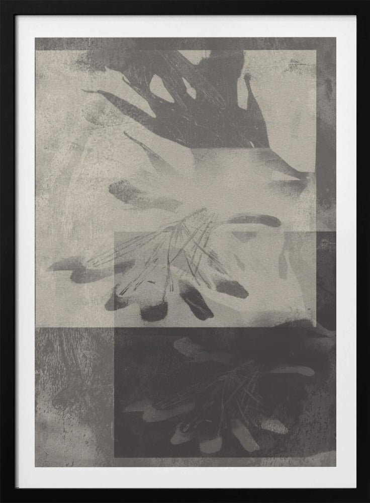 Whispering Leaves – Abstraktes Muster in Taupe und Weiß | Poster