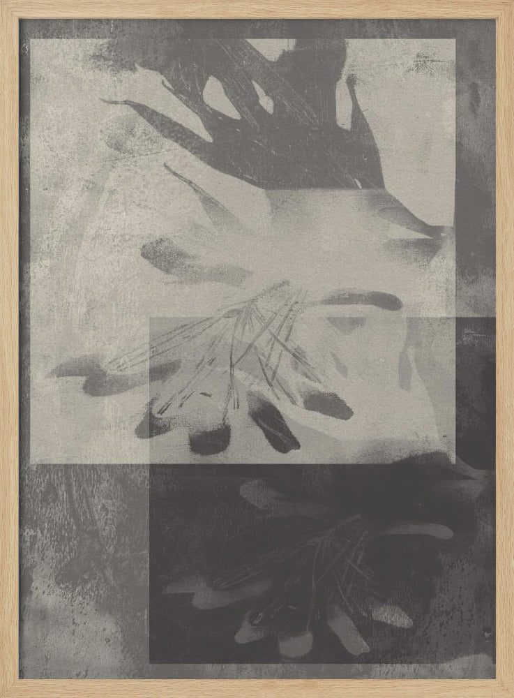 Whispering Leaves – Abstraktes Muster in Taupe und Weiß | Poster