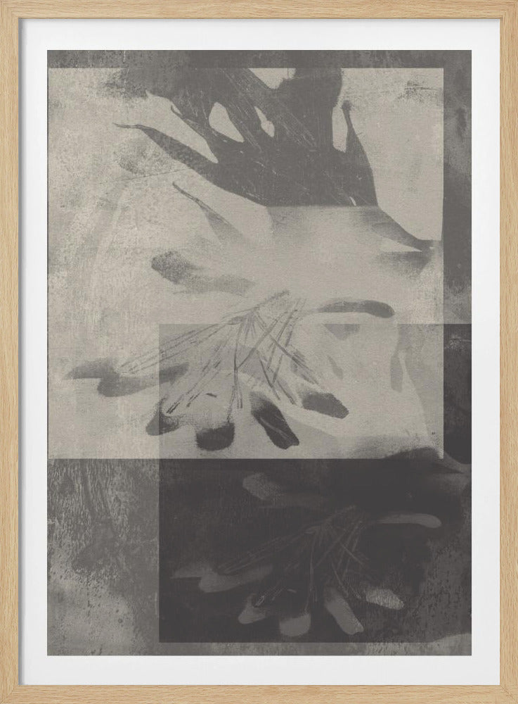 Whispering Leaves – Abstraktes Muster in Taupe und Weiß | Poster