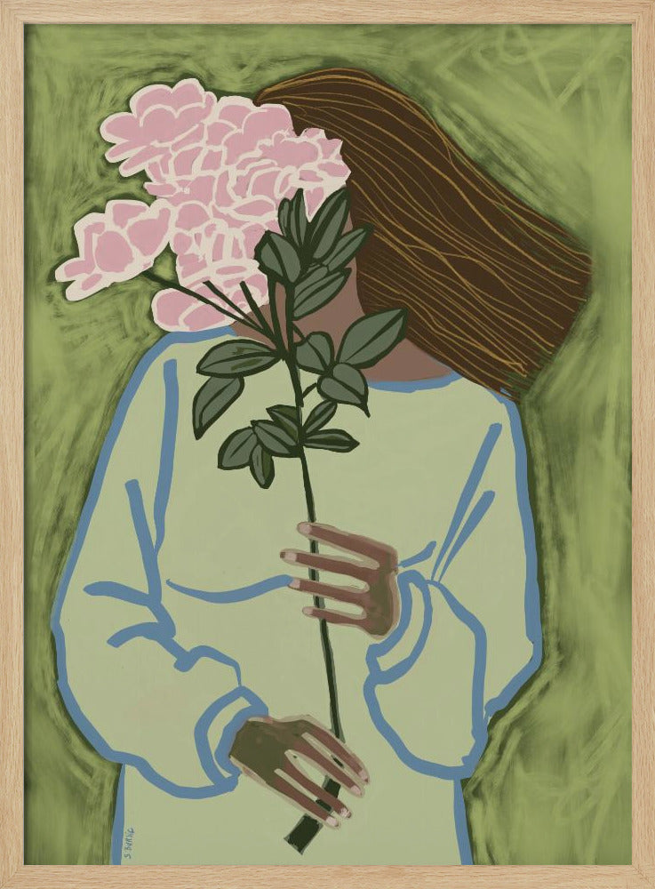 Dame mit Blumen | Poster