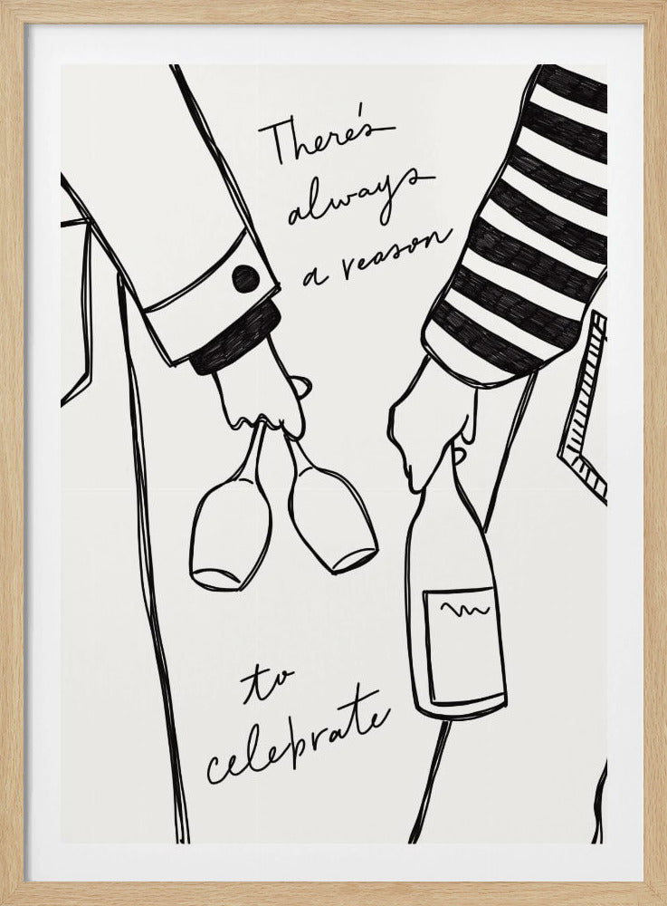 Frau hält Weinflasche und Weinglas (Schwarz-Weiß) – Wein Vin Femme Noir et Blanc | Poster