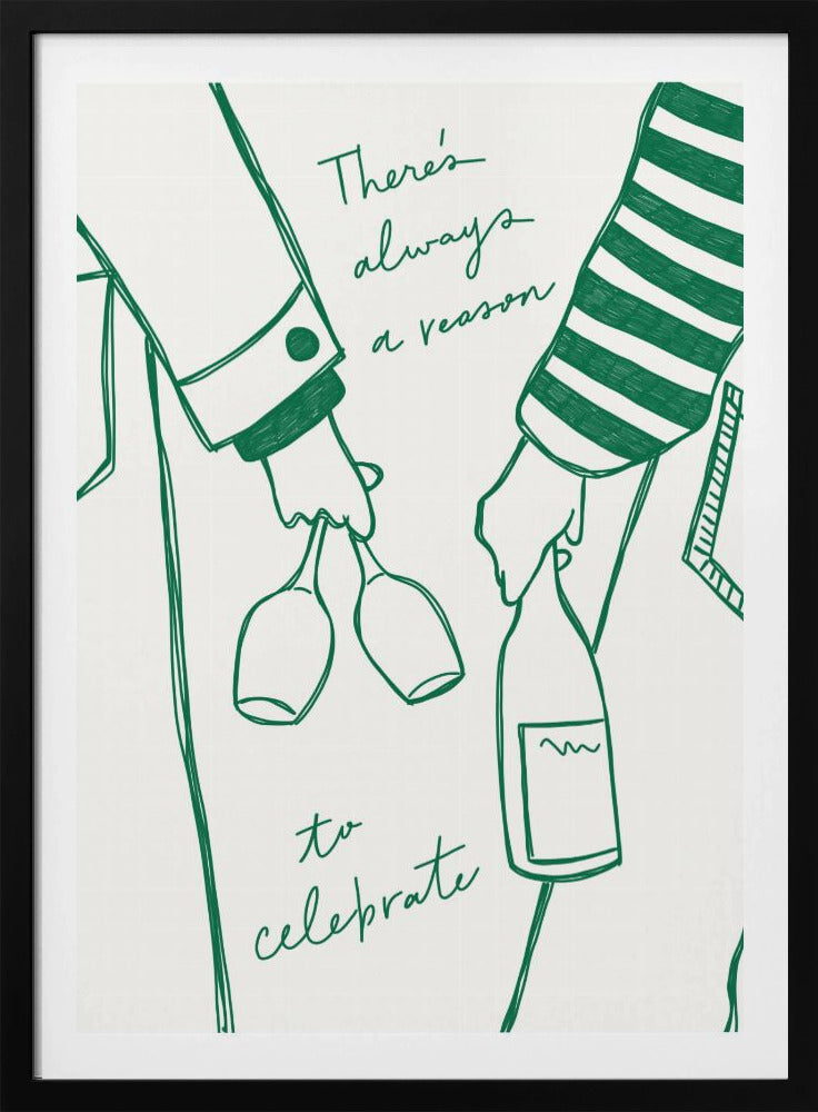 Frau hält Weinflasche und Weinglas (Grün) - Wine Vin Femme Vert | Poster