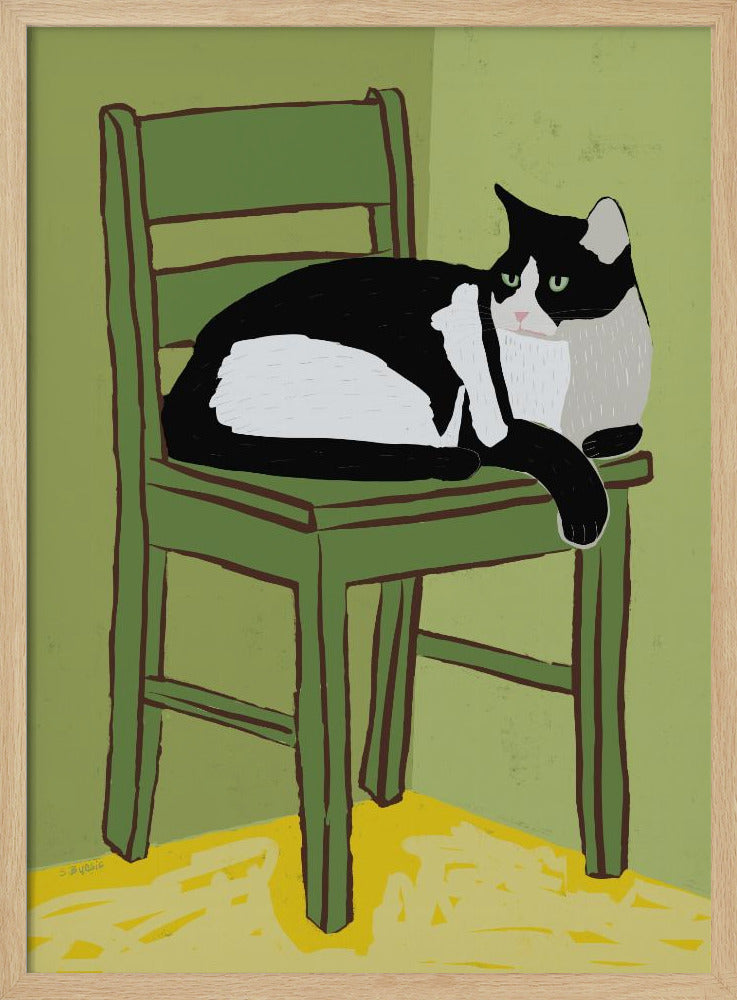 Smokingkatze sitzt auf Stuhl | Poster