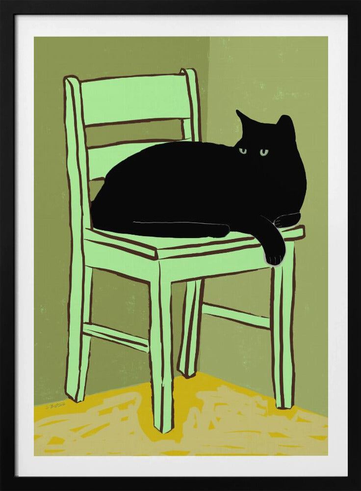 Schwarze Katze auf Stuhl | Poster