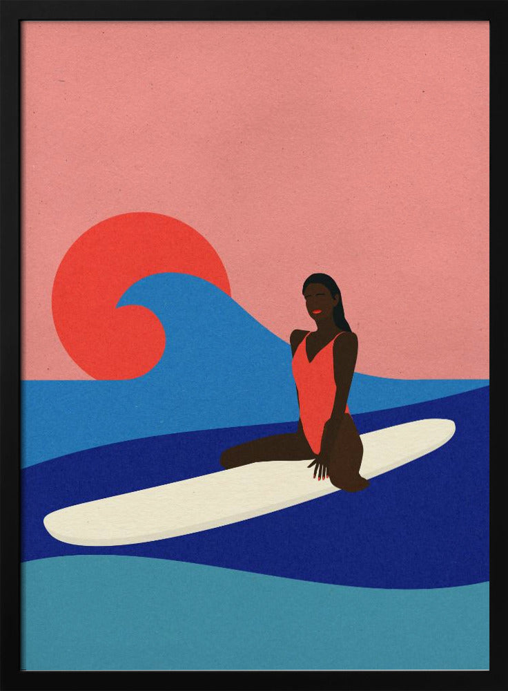 Mädchen auf einem Surfbrett | Poster