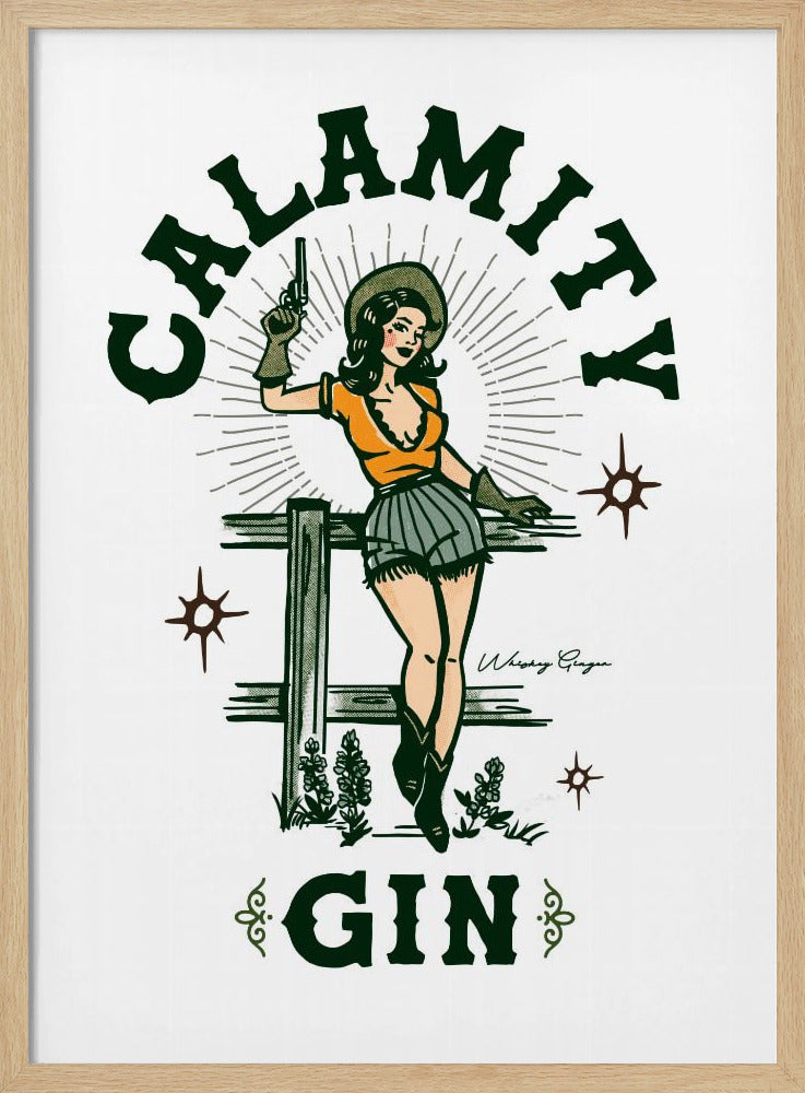 Calamity Gin Funny Retro Western Cowgirl Art | Poster