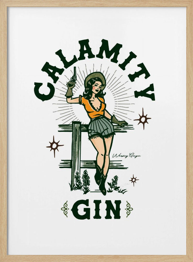 Calamity Gin Funny Retro Western Cowgirl Art | Poster