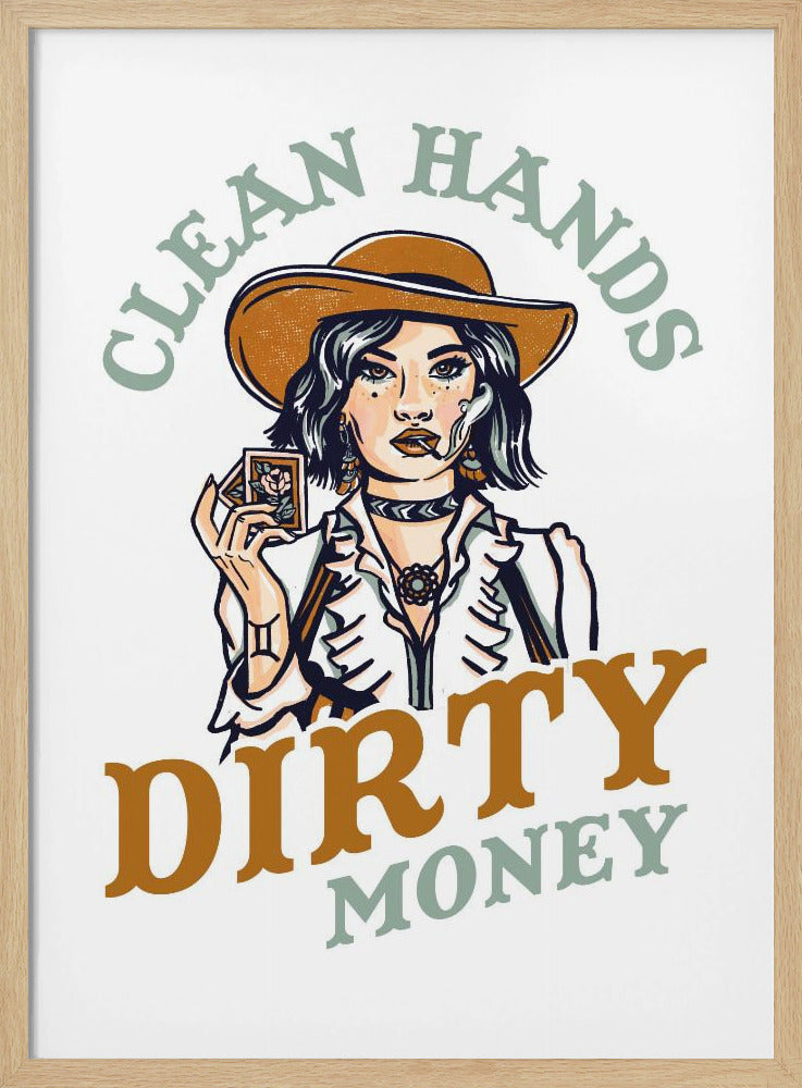 Clean Hands Dirty Money Poker Cowgirl | Poster