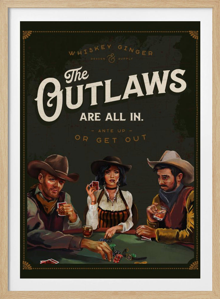 Outlaws Are All In Cool Cowboy Poker Art | Poster