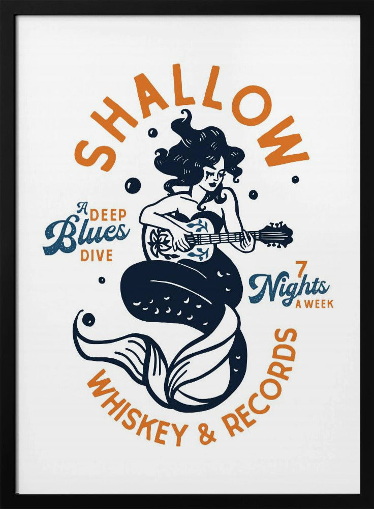 Shallow Whiskey & Records Dive Bar Musik Meerjungfrau | Poster