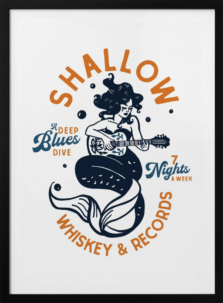 Shallow Whiskey & Records Dive Bar Musik Meerjungfrau | Poster