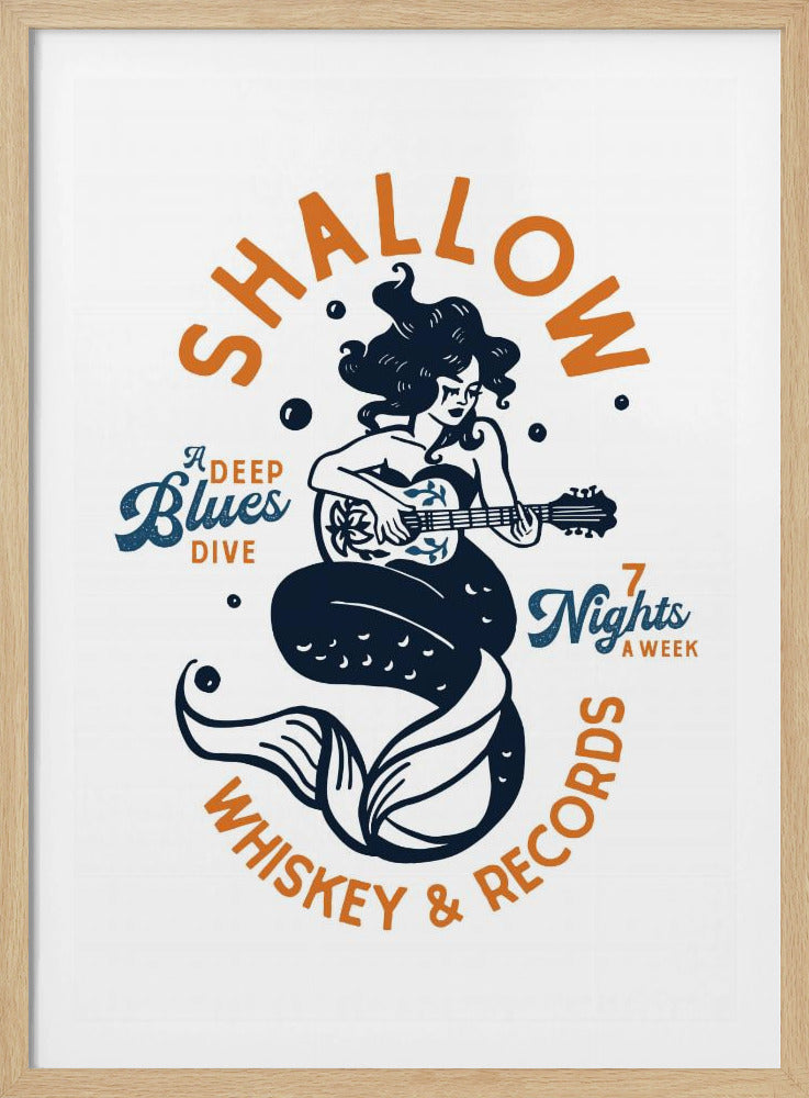 Shallow Whiskey & Records Dive Bar Musik Meerjungfrau | Poster