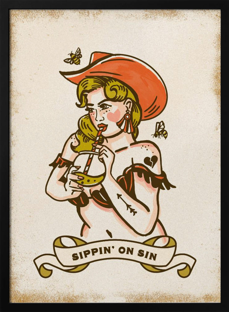 Sippin On Sin Cute & Sassy Cowgirl Art | Poster