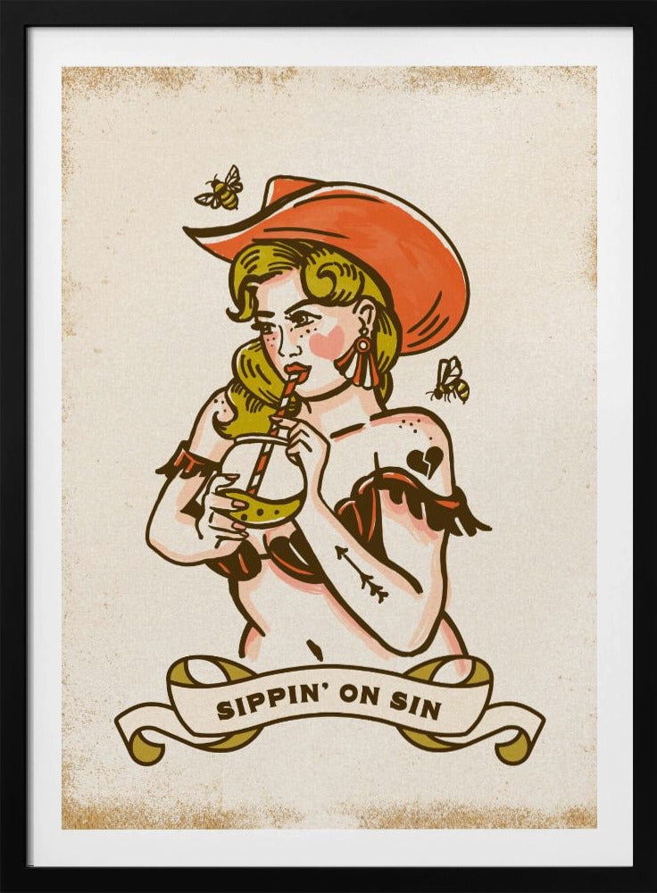 Sippin On Sin Cute & Sassy Cowgirl Art | Poster